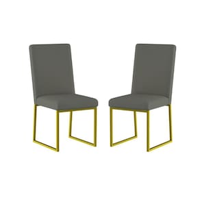 Kit 2 Cadeiras De Jantar com Base Ferro Dourado Luxo Balaqui Cor: Cinza
