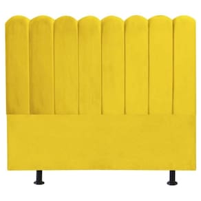 Cabeceira Estofada Cama Box Queen 160 Cm Maitê Suede Cor:amarelo