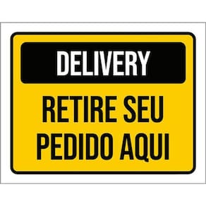 Kit 3 Placas Sinalização - Delivery Retire Seu Pedido Aqui