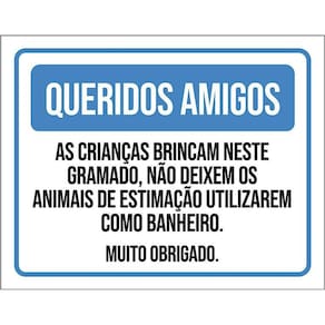 Kit 3 Placas Crianças Brincam No Gramado Não Deixe Animais