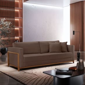 Sofá Fixo 3 Lugares Paris Bouclê 90cm X 88cm X 2,14cm Marrom