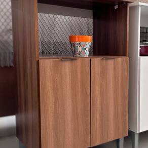 Balcão 2 Fornos Forno e Microondas com 2 Portas e Prateleira Manchester