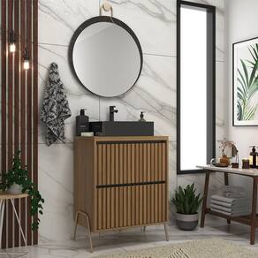 Gabinete de Banheiro 60cm com Cuba e Espelho Ref 650 Itapuã/Portoro