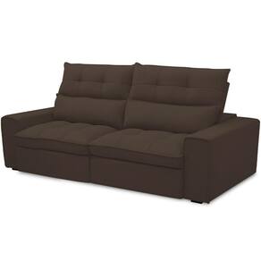 Sofá Retrátil Reclinável Para Sala De Estar Living 230cm Dimas F04 Veludo Marrom - Lyam Decor