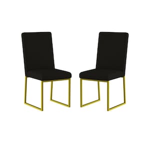 Kit 2 Cadeiras De Jantar Com Base Ferro Dourado Luxo Balaqui Cor: Preto