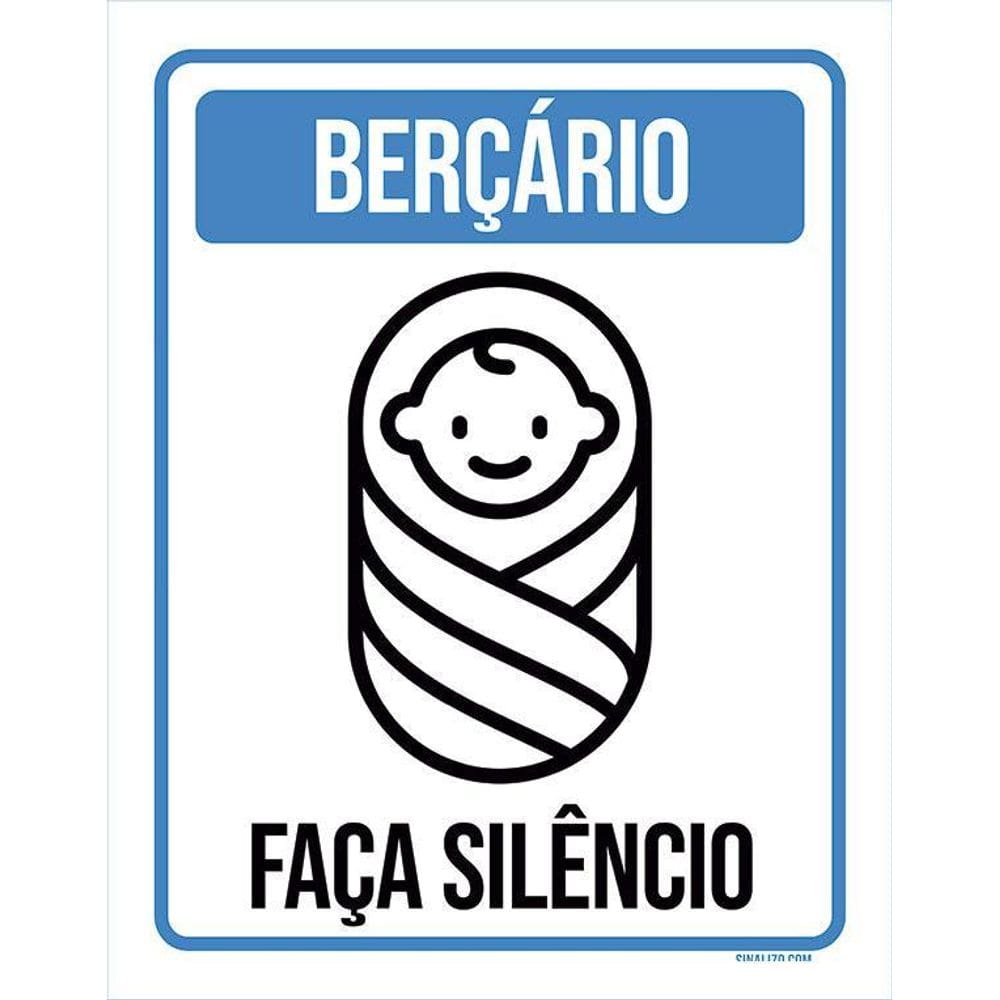 Placa De Sinalização - Berçário Faça Silêncio 36X46