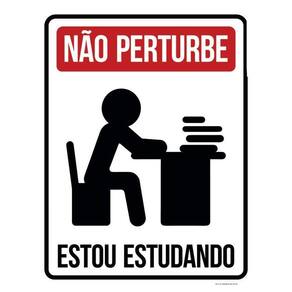 Placa Decorativa - Não Perturbe Estou Estudando 36X46