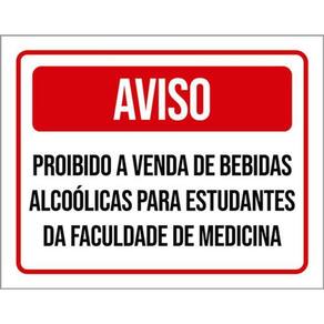Kit 3 Placas Aviso Proibido Venda Bebidas Estudantes