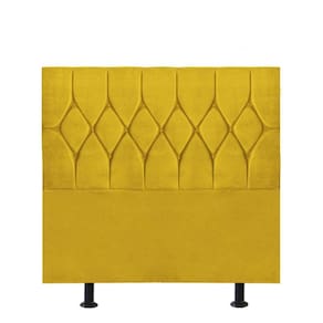 Cabeceira Estofada Istambul Capitonê 100cm Solteiro Box Quarto Corino Amarelo - Gat Magazine