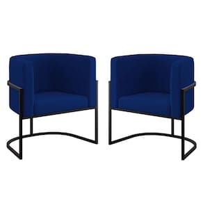 Kit 02 Cadeiras Poltrona Lua Para Sala Quarto Balaqui Decor Azul Marinho