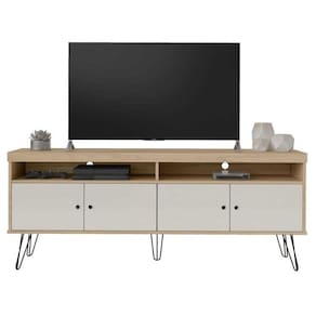 Rack Para Tv Até 65 4 Portas 2 Prateleiras E Nichos Liberty Carvalho off White