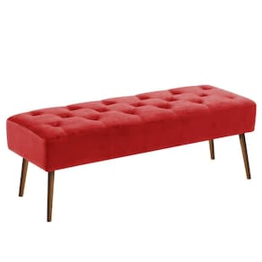 Banco Estofado Rubi 1,60m Suede Vermelho - Clique Decorações