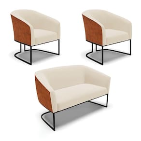 Namoradeira E 2 Poltronas Industrial Preto Stella Noz-linho Bege D03 - D`rossi