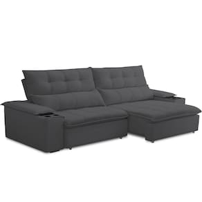 Sofá Retrátil Reclinável Para Sala De Estar Living 250cm ártico F04 Bouclê Grafite - Lyam Decor