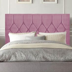 Cabeceira Estofada Istambul Capitonê 160cm Queen Size Box Quarto Suede Rosa Bebê - Gat Magazine