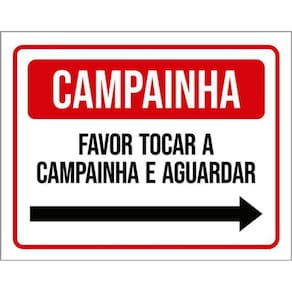 Kit 3 Placas Campainha Favor Tocar Aguardar Seta Direita