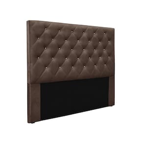Cabeceira Cama Box King 195 Cm Tania Veludo Marrom S04 - D`rossi
