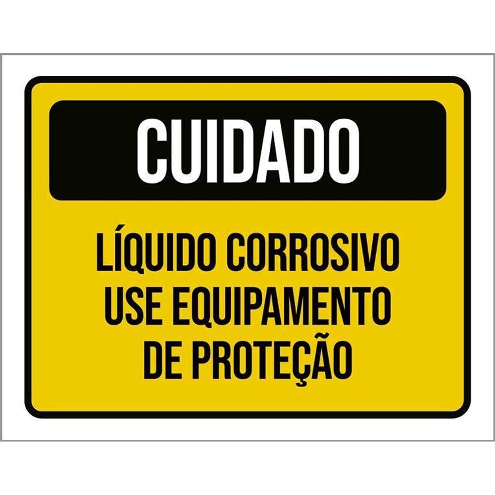 Placa De Sinalização - Cuidado Líquido Corrosivo 36X46