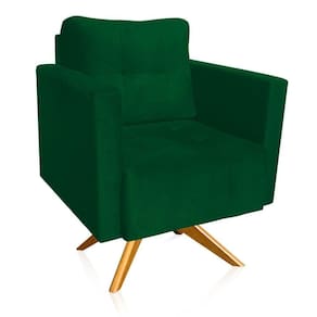 Poltrona Giratória Livia Suede Verde Base De Madeira Ma30 - D`rossi