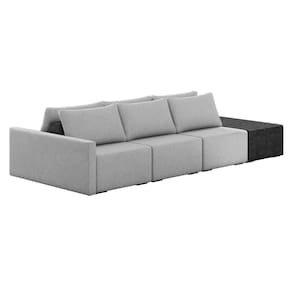 Sofá Ilha 3 Lugares Living 312cm Modulado Lary Linho Cinza Pu Pto K01 - D`rossi