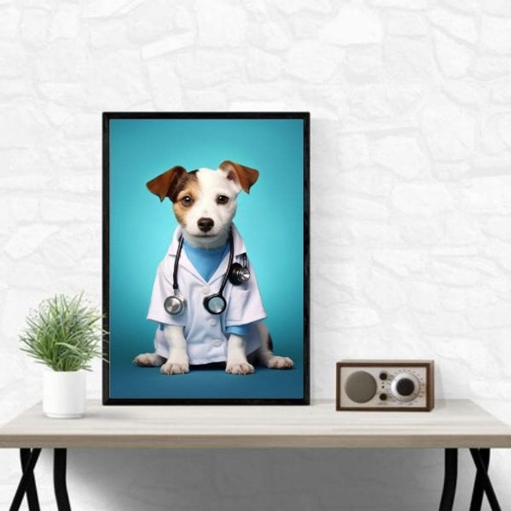 Quadro Clinica Veterinária Cachorrinho 45X34Cm