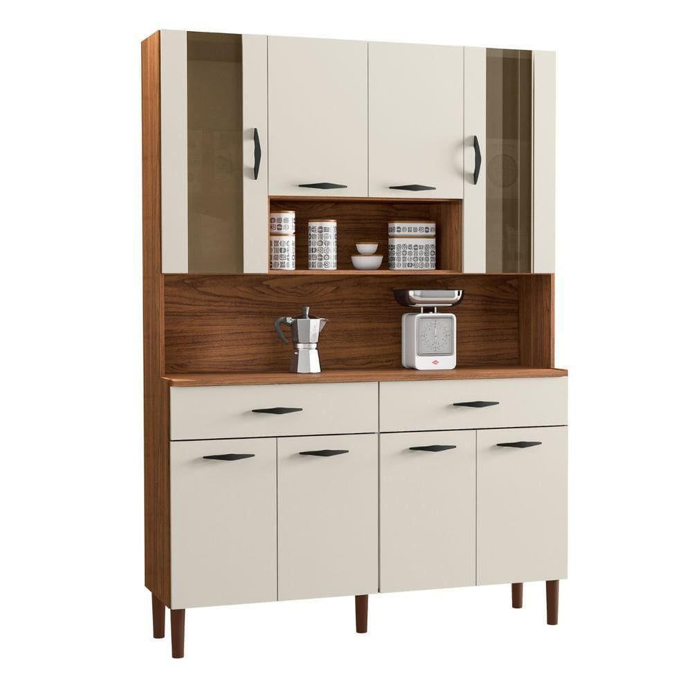 Kit Cozinha 8 Portas Golden Nogueira Off White