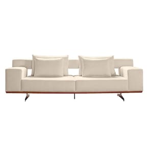 Sofá Zarat 103 Com Espuma D30 Pillowtop E Pés Em Aço Zarat Boucle Plus White