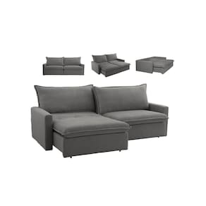 Sofá Cama Califórnia Retrátil Espuma D28 Tecido Suede Zarat Cinza