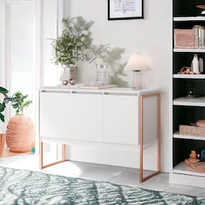 Buffet Elegante Com 3 Portas Turim Branco Cobre