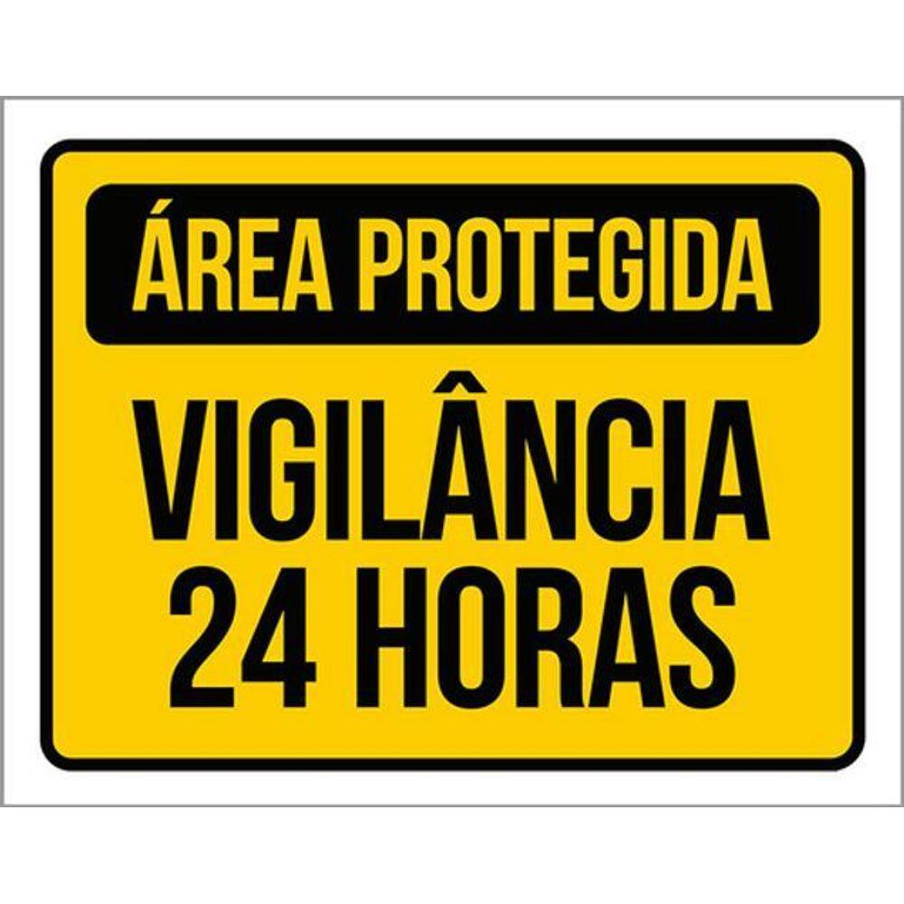 Kit 3 Placas Sinalização Área Protegida Vigilância 24 Horas