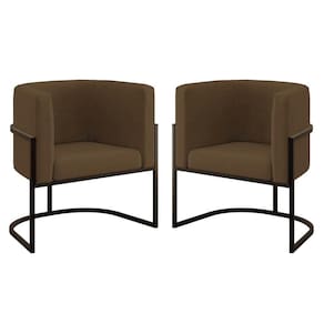 Kit 02 Poltronas Lua Sala Decorativa Base De Ferro Black Marrom