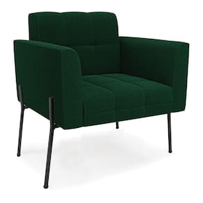 Poltrona Sala De Estar Pé De Ferro Preto Elisa Bouclê Verde D03 - D`rossi