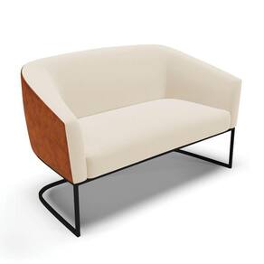 Sofá Namoradeira 2 Lug Industrial Preto Stella Noz-linho D03 - D`rossi Cor Bege