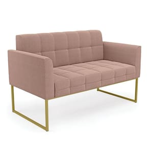 Sofá Namoradeira 2 Lugares Industrial Dourado Elisa Bouclê D03 - D`rossi Cor Rose