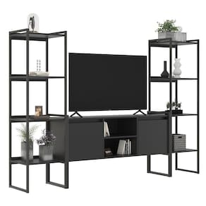 Rack Com Estante 2 Portas Manila Preto Onix