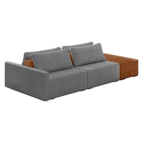 Sofá Ilha 2 Lugares Living 232cm Modulado Lary Bouclê Cinza K01 - D`rossi