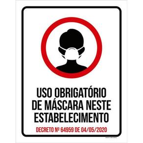 Kit 3 Placas Uso Obrigatório Máscara Estabelecimento