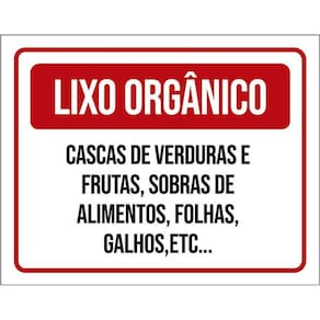 Placa Lixo Orgânico Cascas Verduras Frutas 36X46