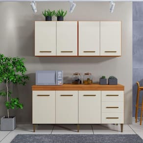 Cozinha Kaike Atenas 07 Portas 03 Gavetas Nature Com Off White