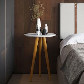 Mesa Lateral Oval Para Sala Osaka Branco
