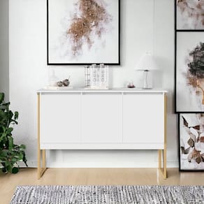Buffet Moderno 3 Portas Londres Branco Dourado