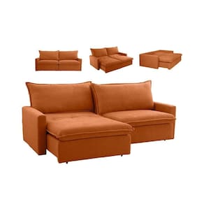 Sofá Cama Califórnia Retrátil Espuma D28 Tecido Suede Zarat Terracota