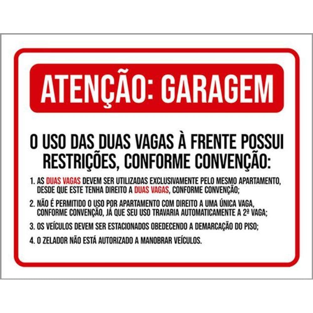 Kit 3 Placas Sinalização - Atenção Garagem Vagas Restrições
