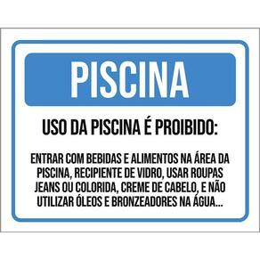 Placa Sinalização - Uso Da Piscina Regras Condomínio 36X46