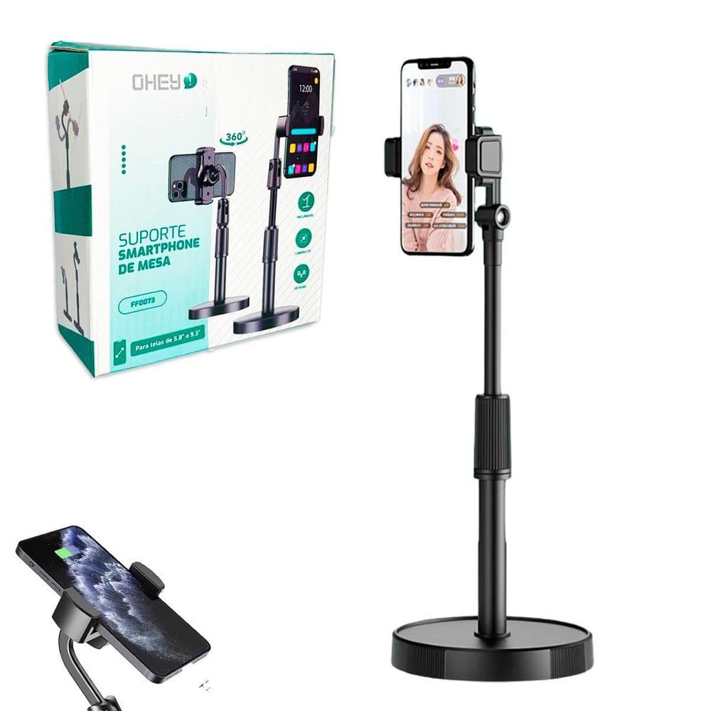 Tripe De Mesa Para Celular Com Base Altura Ajustável 360º
