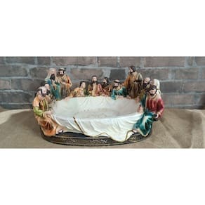 Santa Ceia De Natal Colorida Bowl Grande Resina 40Cm