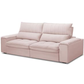 Sofá Retrátil Reclinável Para Sala De Estar Living 250cm Nápoles F04 Veludo Rosê - Lyam Decor