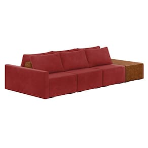 Sofá Ilha 3 Lugares Living 402cm Modulado Lary Veludo Vermelho K01 - D`rossi