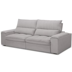 Sofá Retrátil Reclinável Para Sala De Estar Living 250cm Nápoles F04 Veludo Cinza - Lyam Decor