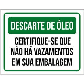 Kit 3 Placas Descarte Óleo Não Há Vazamentos Embalagem